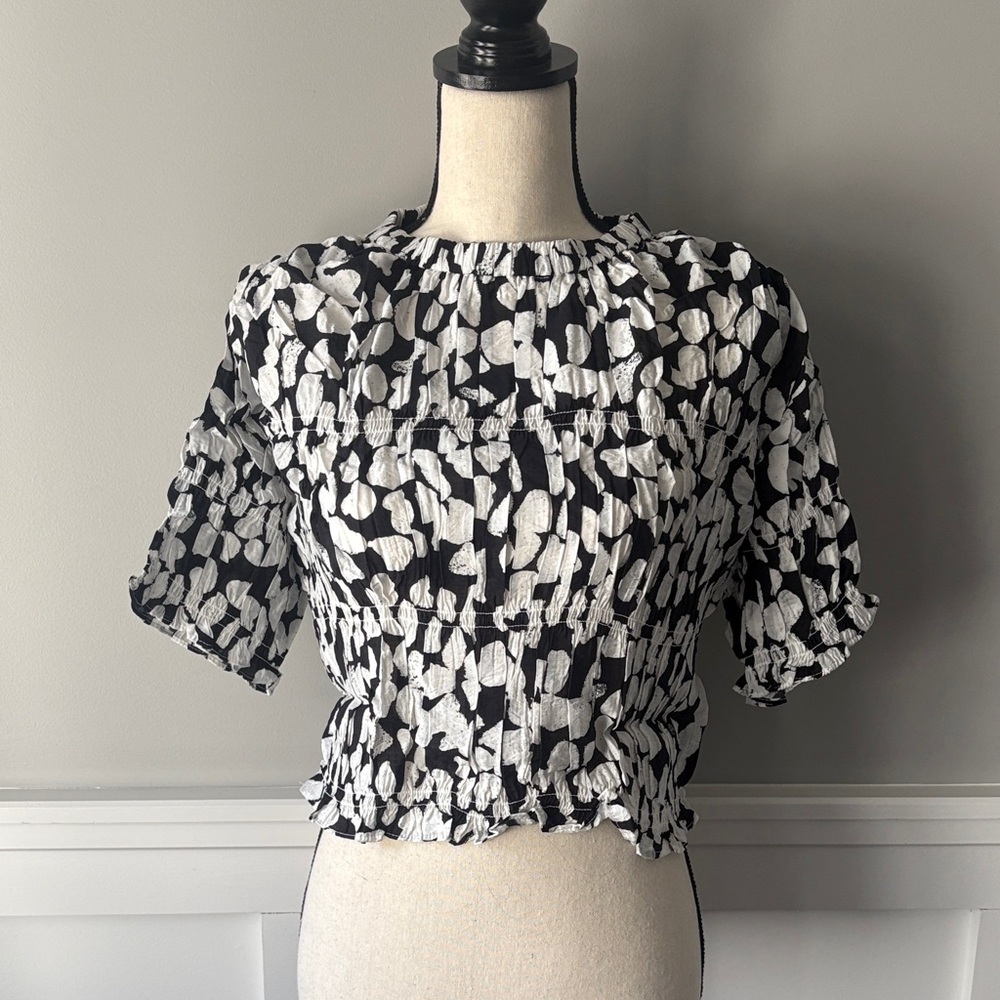 Mango Monochrome Abstract Blouse
